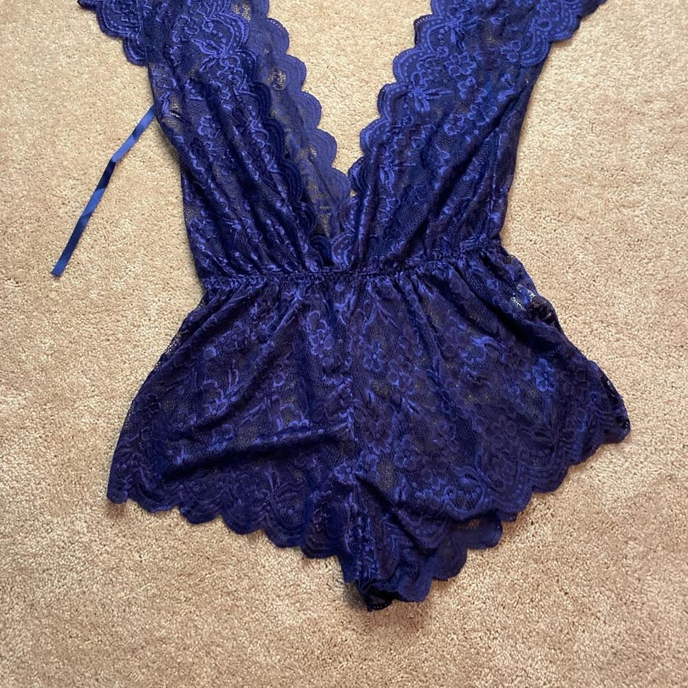 SHEIN lace blue one piece lingerie